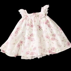 Infant Girl 6M Edgehill Collection Pink Floral Sleveless Dress Ruffle Accents